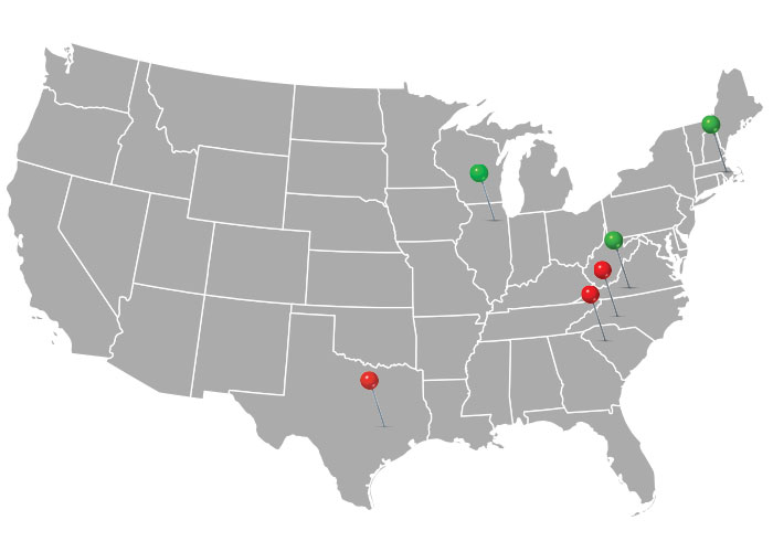 Map of Lighting Solutions Center Locations Across the US