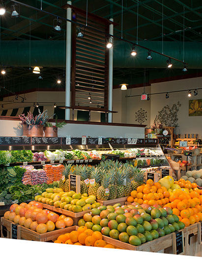 Fruit stands in grocery store