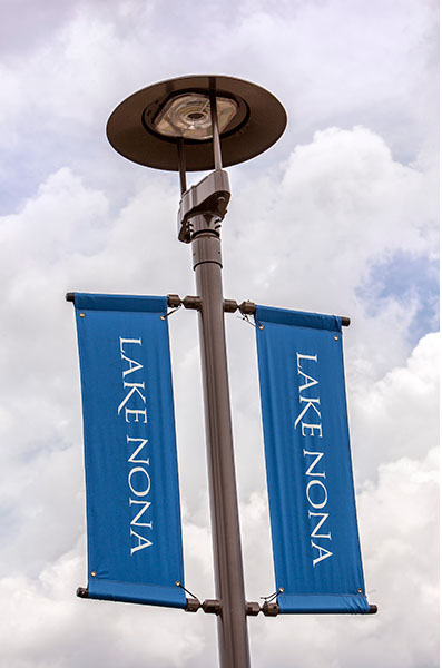 Street lamp with banners 