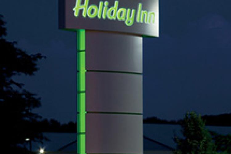 Hotel signage at night  