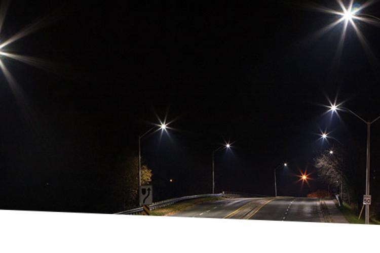 Street lights at night in Grimsby